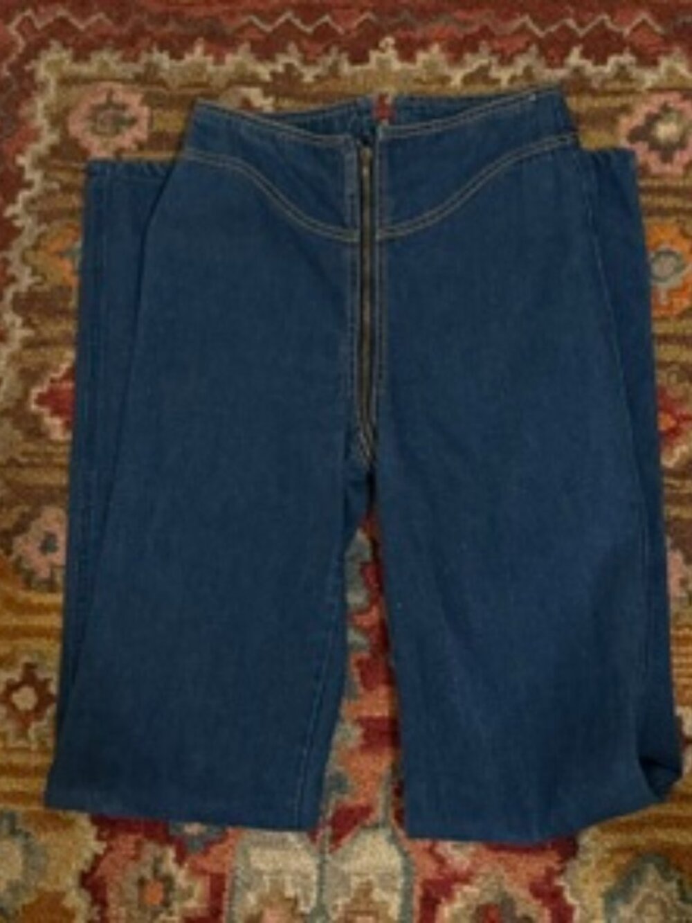 Rag City Blues 1970s High-Waist Full Zip-Around Denim Jeans Sz7/8 (W25 L33)